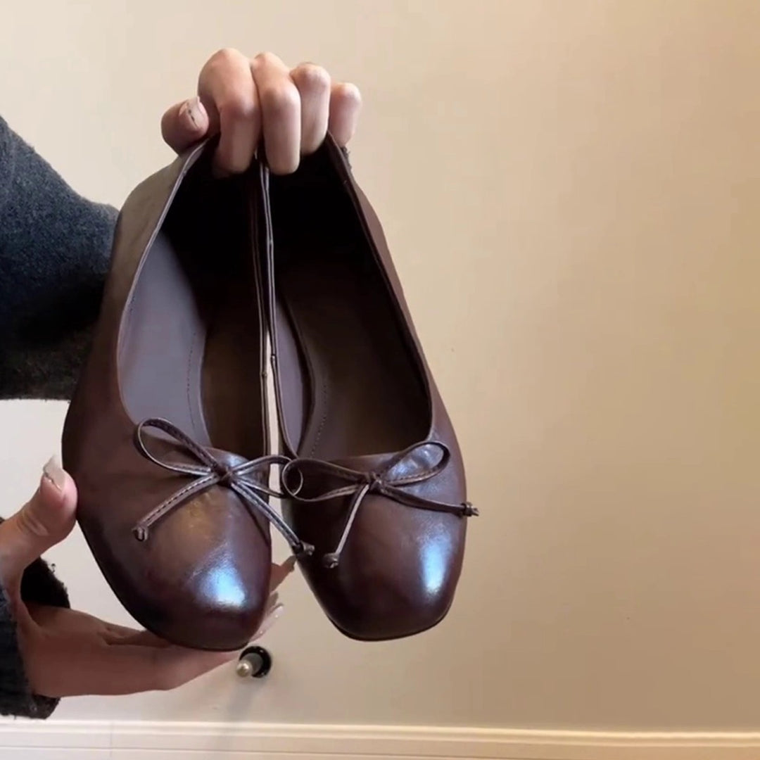 Damen elegante Ballerinas mit stabiler Sohle und dekorativem Schleifenakzent EB
