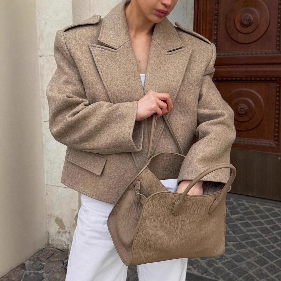 Damen Modische Oversized Jacke im eleganten Wollmix EB