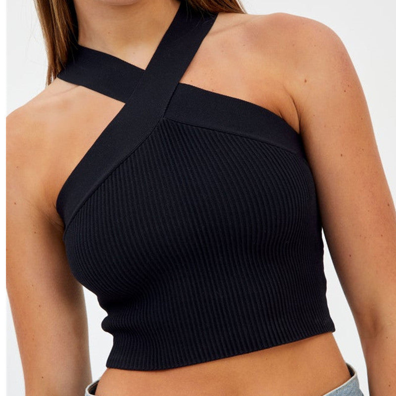 Damen Crop-Top mit schickem Kreuz-Trägerdesign EB