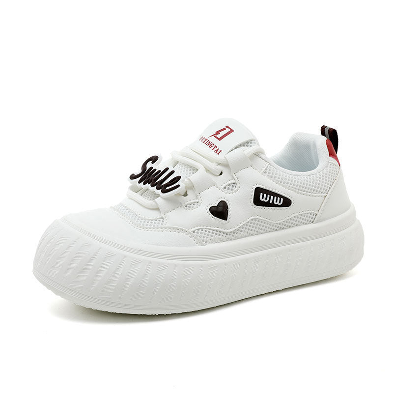 Damen Trendige Plateau-Sneaker mit buntem Schriftzug EB