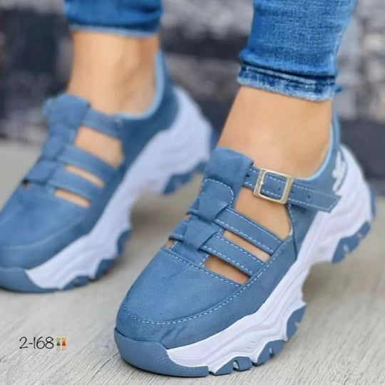 Damen  Plateau-Sneaker mit Riemchenverschluss und gepolsterter Komfortsohle EB