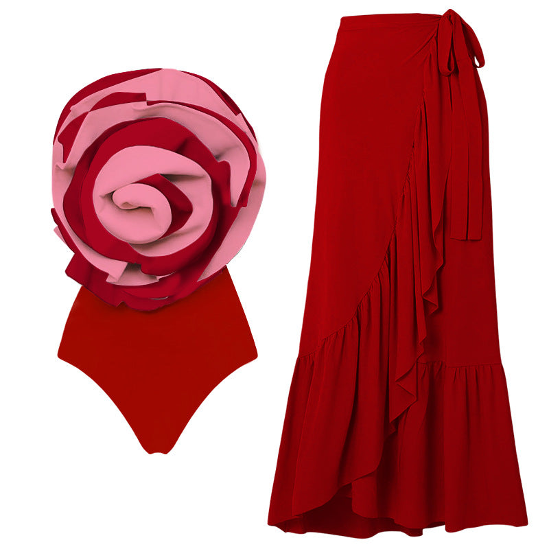 Damen Badeanzug mit dekorativem Rosenmotiv EB