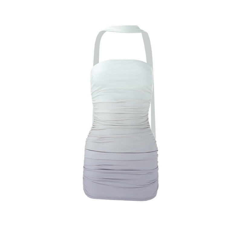 Damen figurbetontes Abendkleid mit schulterfreiem Design und seitlichem Gefransten EB