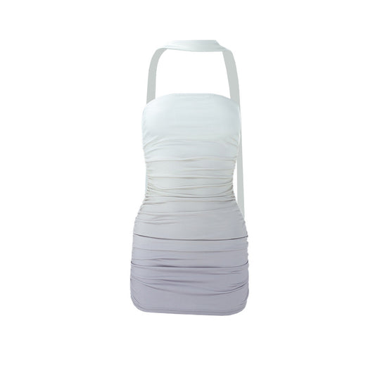 Damen figurbetontes Abendkleid mit schulterfreiem Design und seitlichem Gefransten EB