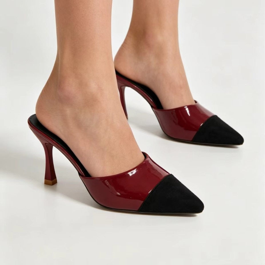 Damen Elegante Slingback High-Heels mit modischem Kontrast EB