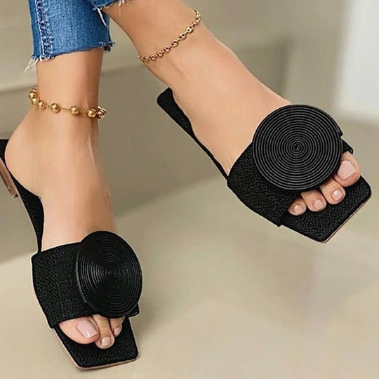 Damen Slipper mit kunstvollem Rund-Detail EB