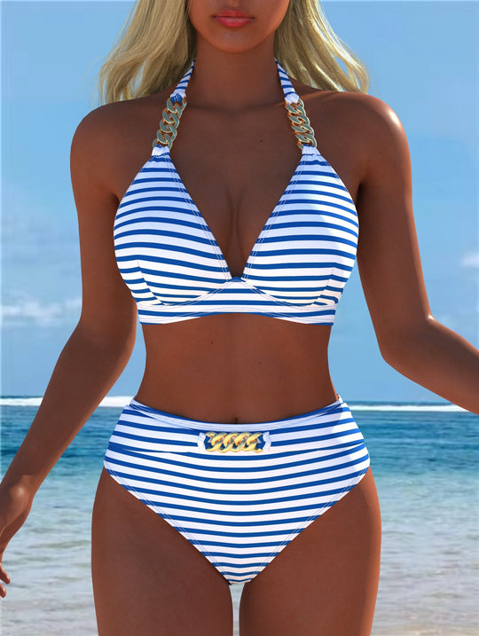 Damen Bikini mit luxuriösem Marmormuster und edlen Details EB