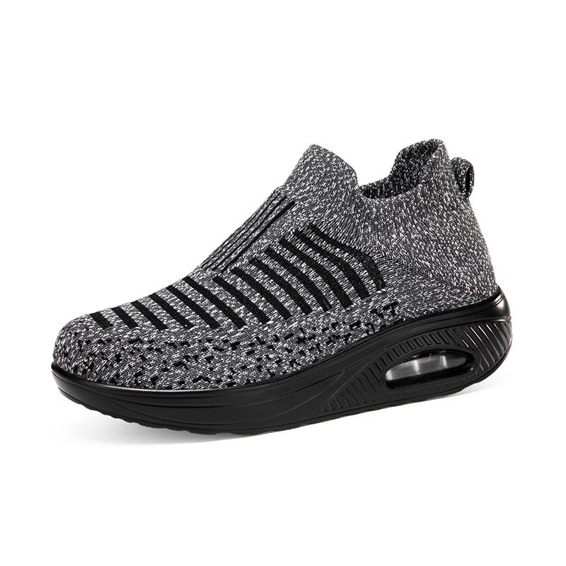 Damen nan gestrickter Schlupf-Walking-Sneaker mit anatomischer Pronationsstütze, Luftpolster-Zwischensohle und sockenähnlichem Schaft EB