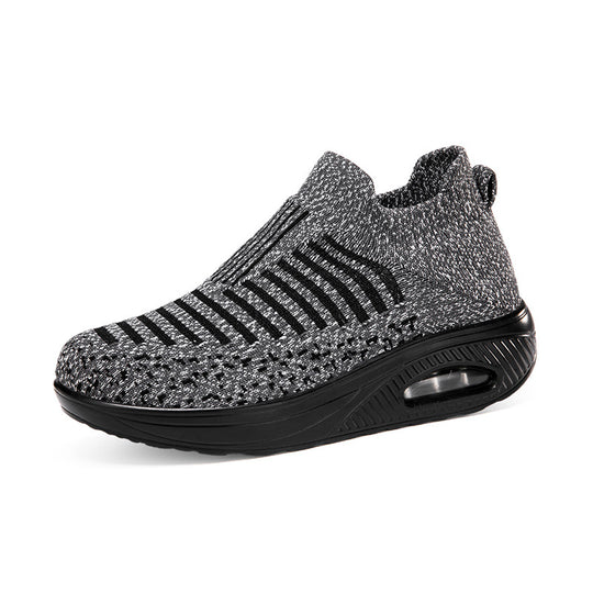 Damen nan gestrickter Schlupf-Walking-Sneaker mit anatomischer Pronationsstütze, Luftpolster-Zwischensohle und sockenähnlichem Schaft EB