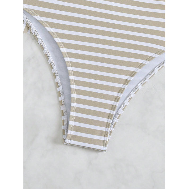 Damen Wickel-Badeanzug mit Streifenmuster EB