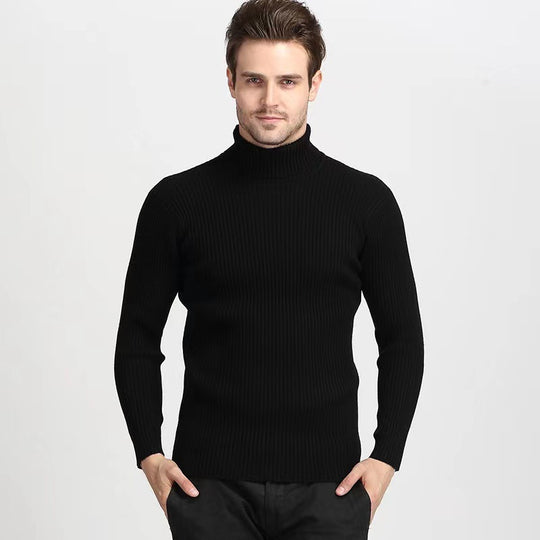 Herren Rollkragenpullover aus feinem Rippstrick EB