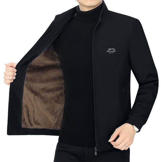 Herren Stehkragen-Übergangsjacke mit wärmendem Kunstfell-Innenfutter EB