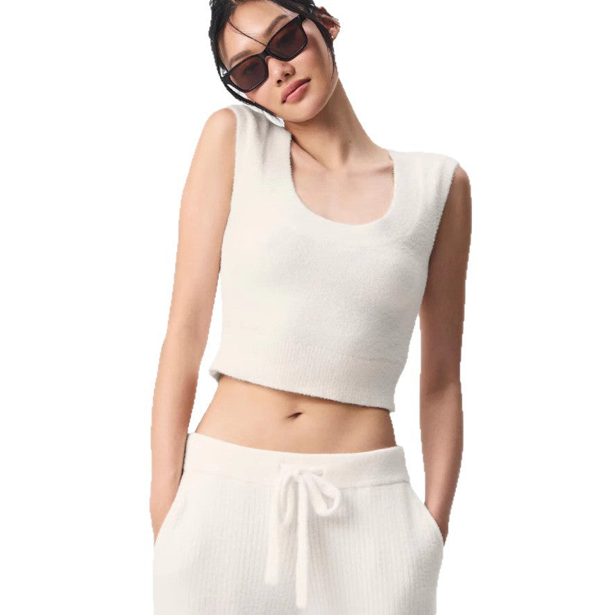 Damen Kurzes Strickoberteil mit sanfter Textur EB