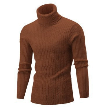 Herren nan gerippter Rollkragenpullover mit Zopfmuster und körpernaher Slim-Fit-Silhouette EB