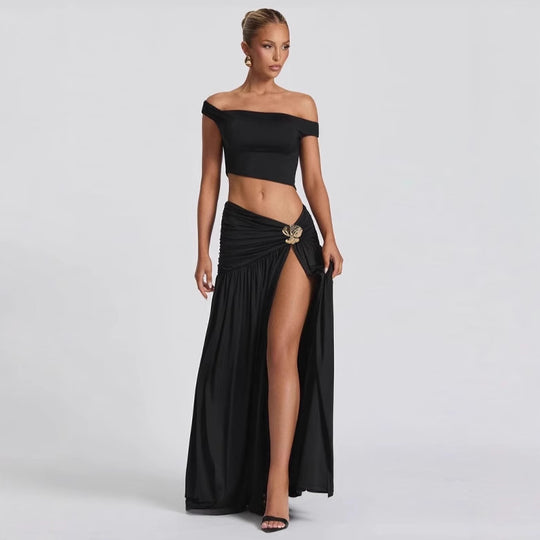 Damen Crop-Oberteil mit schulterfreiem Design und eleganter Drapierung EB