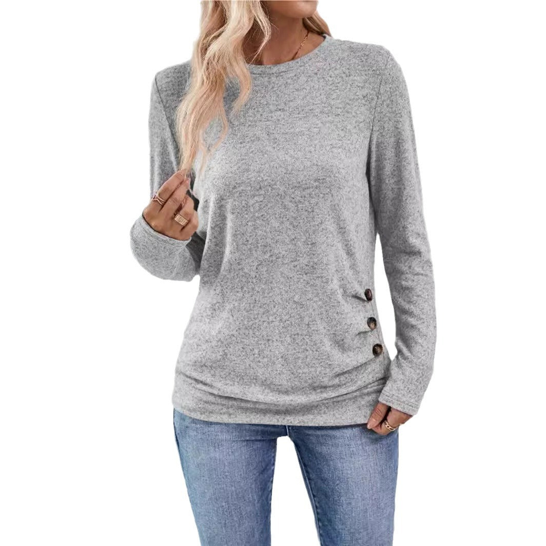 Damen lässiges Langarmshirt mit asymmetrischem Schnitt EB