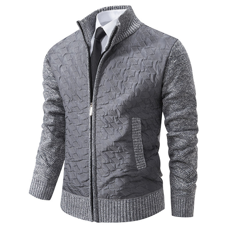Herren stylische Steppjacke mit strukturiertem Obermaterial und hohem Kragen EB