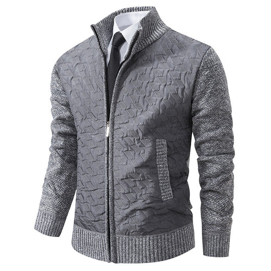 Herren stylische Steppjacke mit strukturiertem Obermaterial und hohem Kragen EB