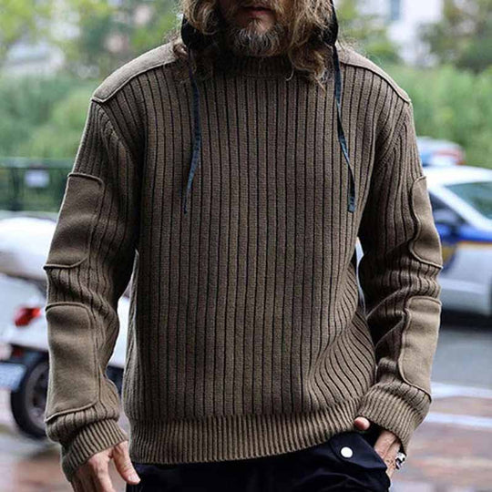 Herren Strickpullover mit Struktur und Kapuze EB