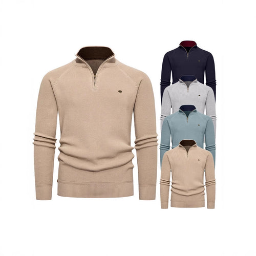 Herren Strickpullover mit Stehkragen und Reißverschluss EB