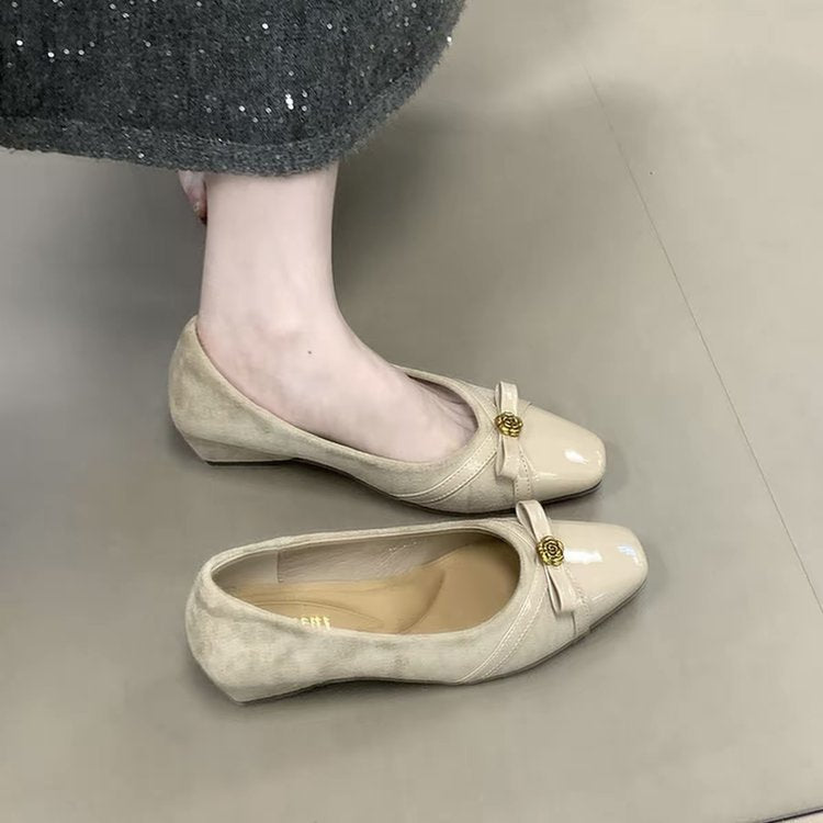 Damen elegante Ballerinas mit dekorativer Schleife und komfortablem Fußbett EB