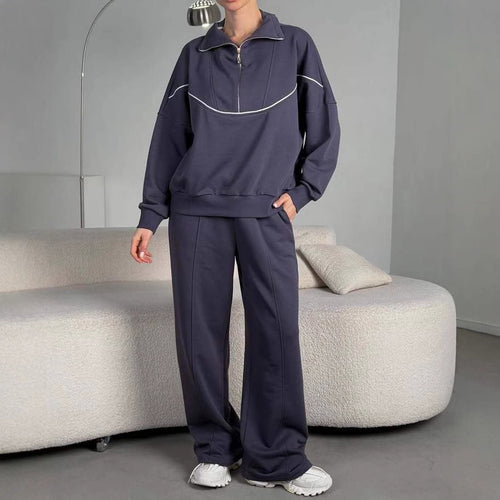 Damen sportliches Hoodie- und Jogginghose-Set mit elastischem Bund EB