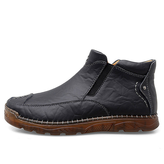 Herren Bequeme Lederhalbstiefel mit elastischem Einschlupfdesign EB