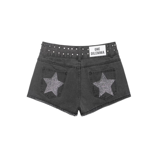 Damen Jeans-Shorts mit dekorativen Nieten EB