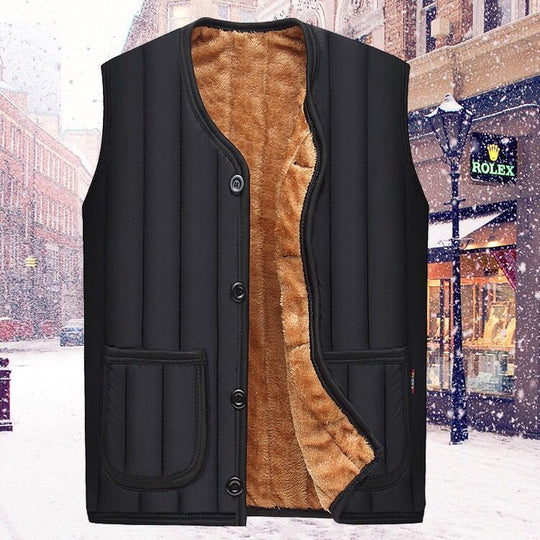 Herren Steppweste mit kuscheliger Teddyfleece‑Innenseite, knöpfbare Front und aufgesetzten Taschen EB