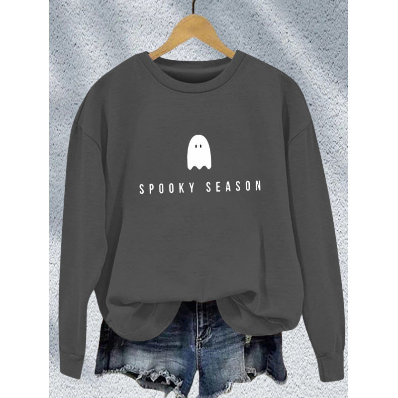Unisex nan lässiges Halloween Sweatshirt mit Gespenst-Print und Oversize-Schnitt EB