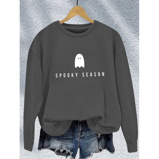 Unisex nan lässiges Halloween Sweatshirt mit Gespenst-Print und Oversize-Schnitt EB