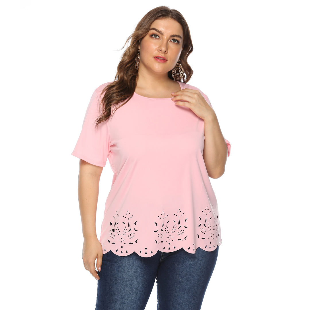 Damen luftiges Oberteil mit floralem Lochmuster EB