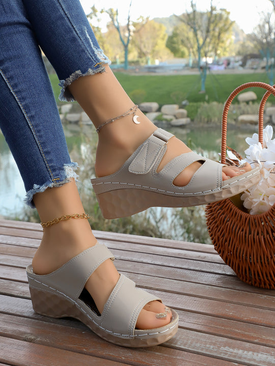 Damen Wedge-Pantoletten mit verstellbarem Riemendesign und Komfortsohle EB