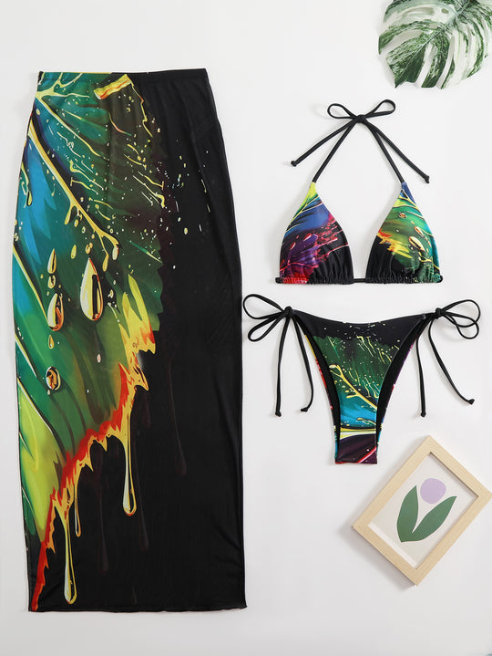 Damen Bikini-Set mit länglichem Rock EB
