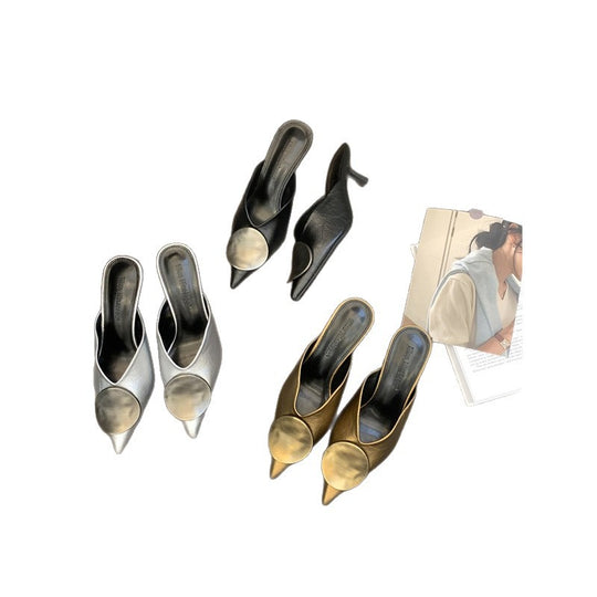 Damen elegante Mules mit spitz zulaufender Form EB