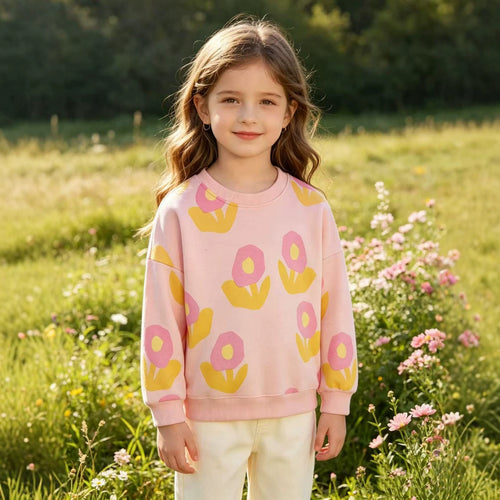 Mädchen Sweatshirt mit floralen Mustern EB