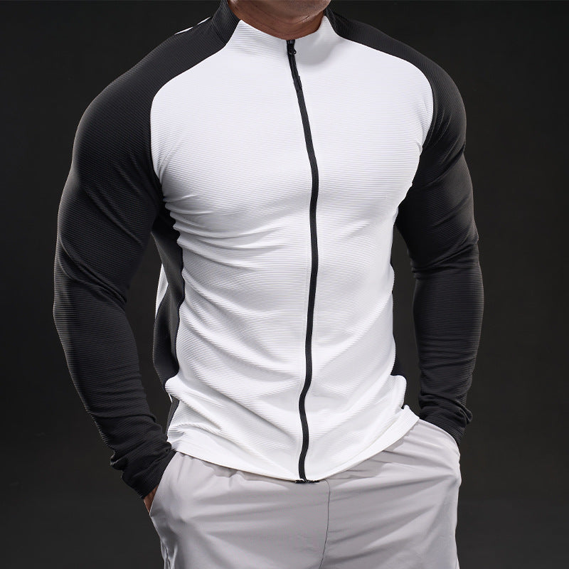 Herren Slim‑Fit Performance‑Trainingsshirt mit durchgehendem Reißverschluss und Raglanärmeln EB