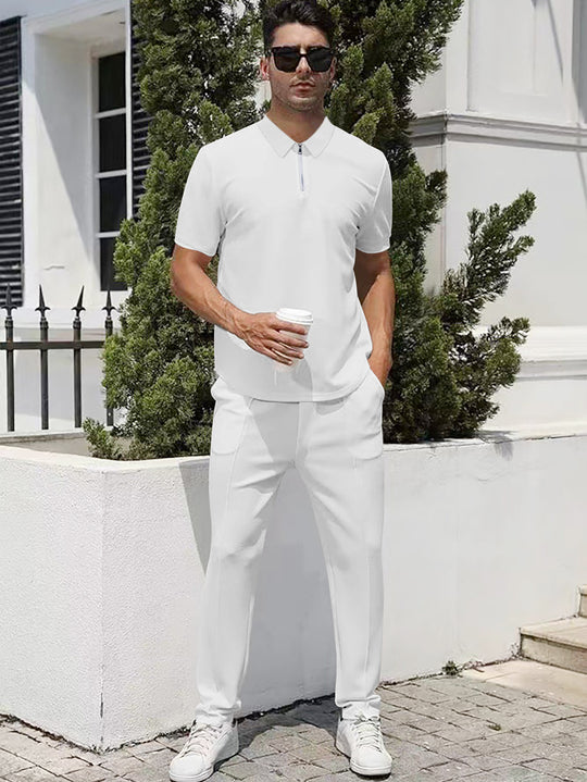 Herren nan urbanes Reise-Poloshirt mit kurzem Frontreißverschluss, elastischem Interlock und knitterarmer Pflege EB