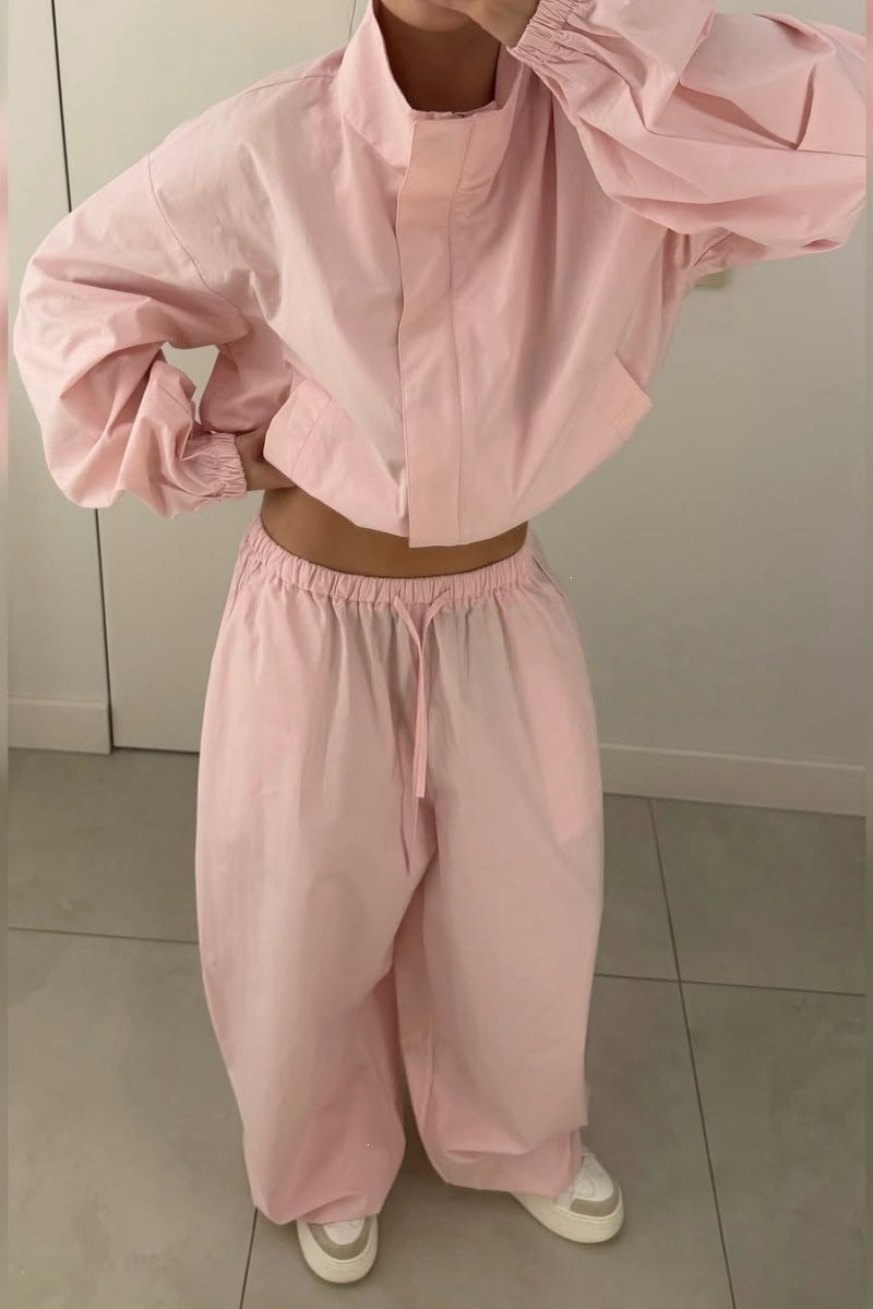 Damen nan lässiges Zweiteiler-Set aus fließendem Stoff mit weitem Bein EB