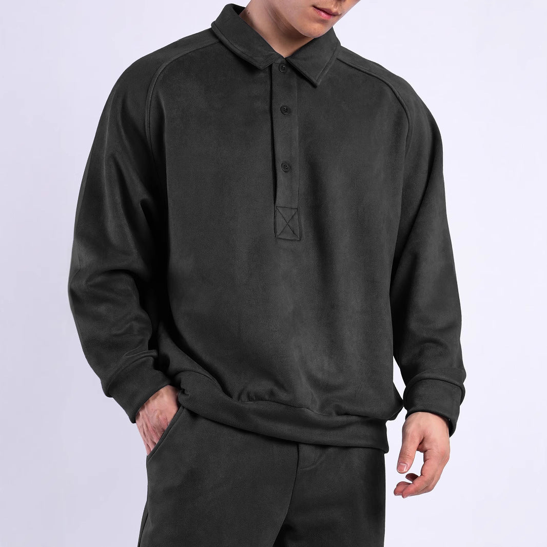 Damen Sportliches Langarm-Polooberteil mit lässigem Kragen und Knopfdetails EB
