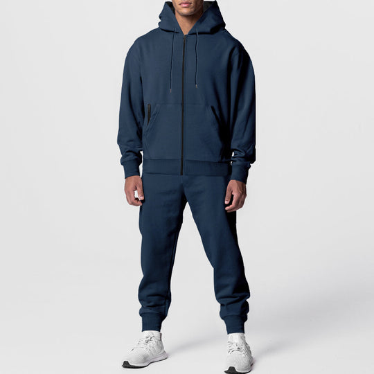 Herren sportliches Hoodie-Set mit Taschen und elastischen Bündchen EB