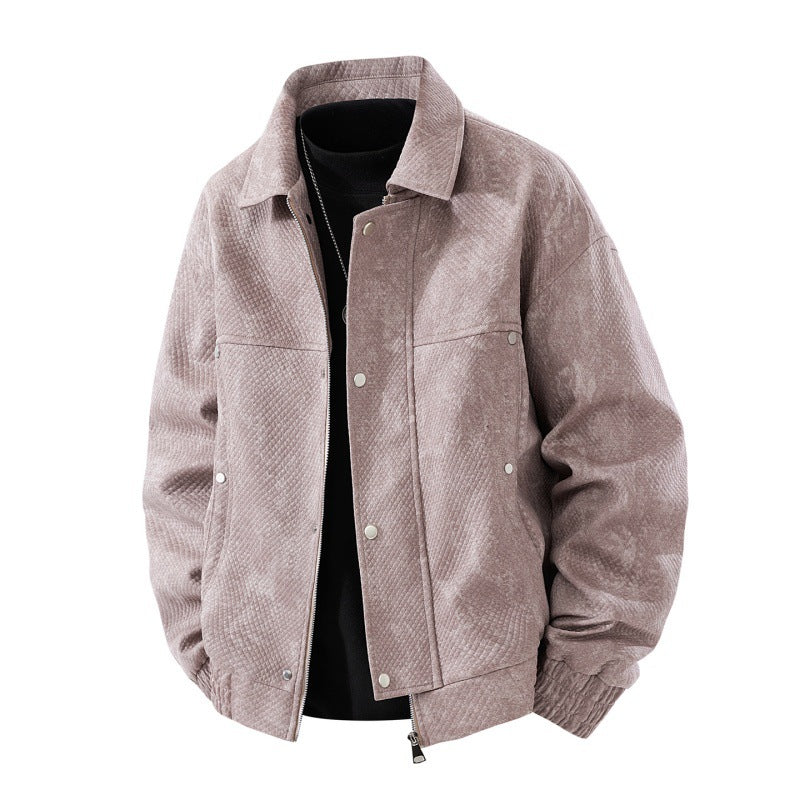 Herren texturierte Canvas-Workerjacke mit Reißverschluss-Front, verdeckter Druckknopfblende und elastischen Bündchen EB