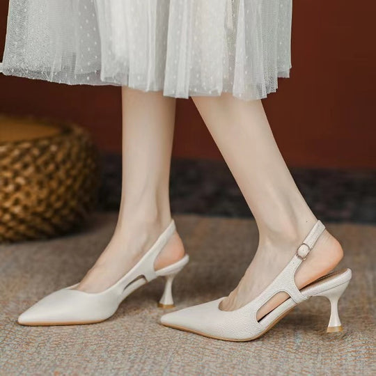 Damen spitze Slingback-Pumps mit elegantem Blockabsatz EB