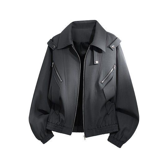 Damen stylische Windjacke mit funktionalen Reißverschlusstaschen und elastischen Bündchen EB