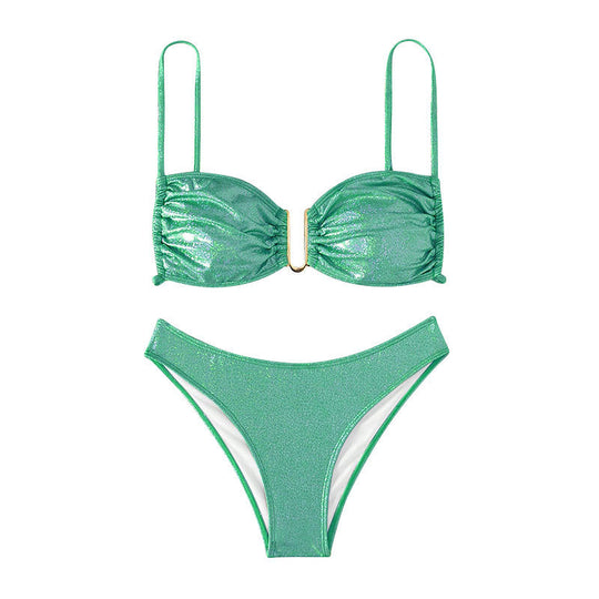 Damen Glitzernder Bikini mit Raffungen EB