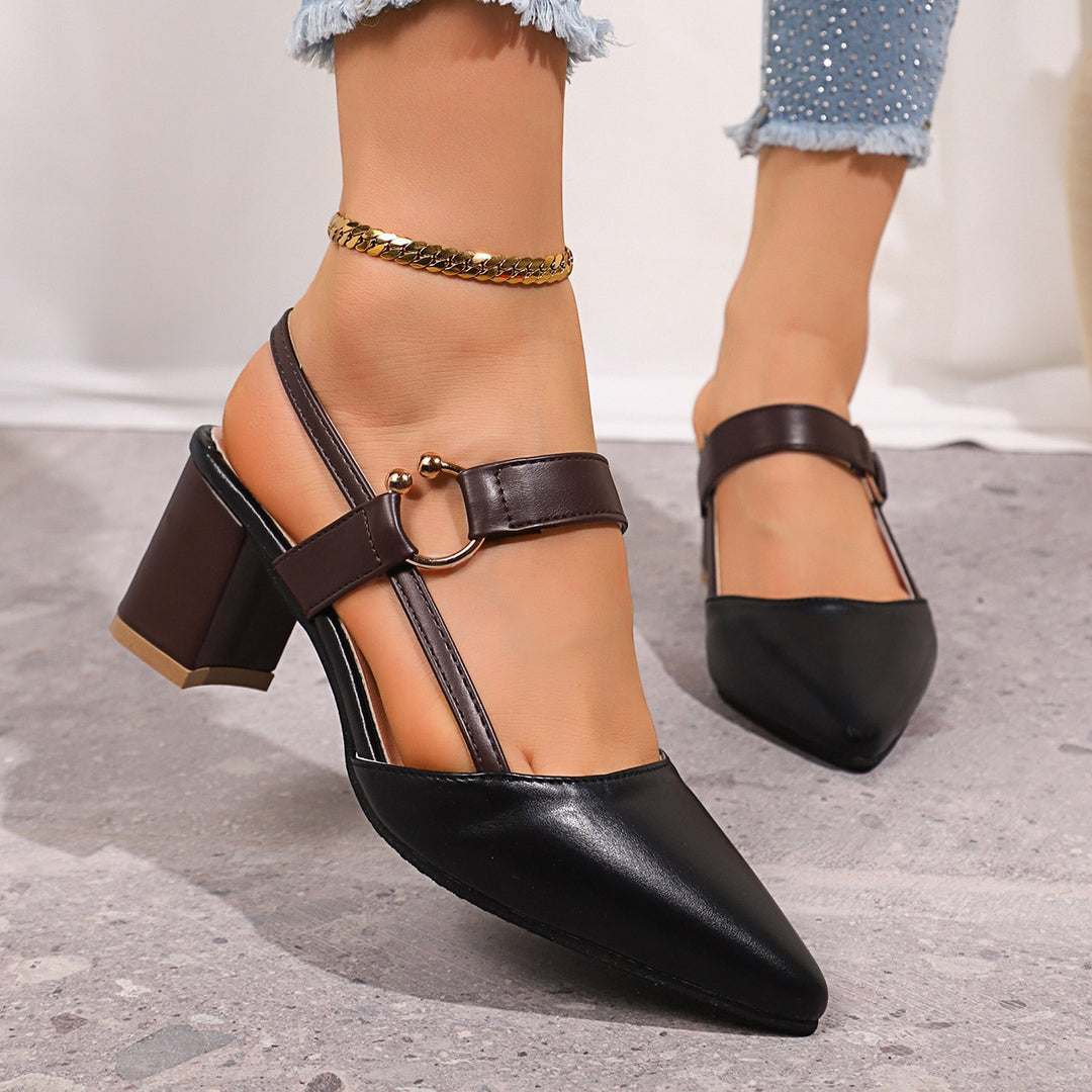 Damen Elegante Slingback-Pumps mit modischer Riemchen-Verzierung EB