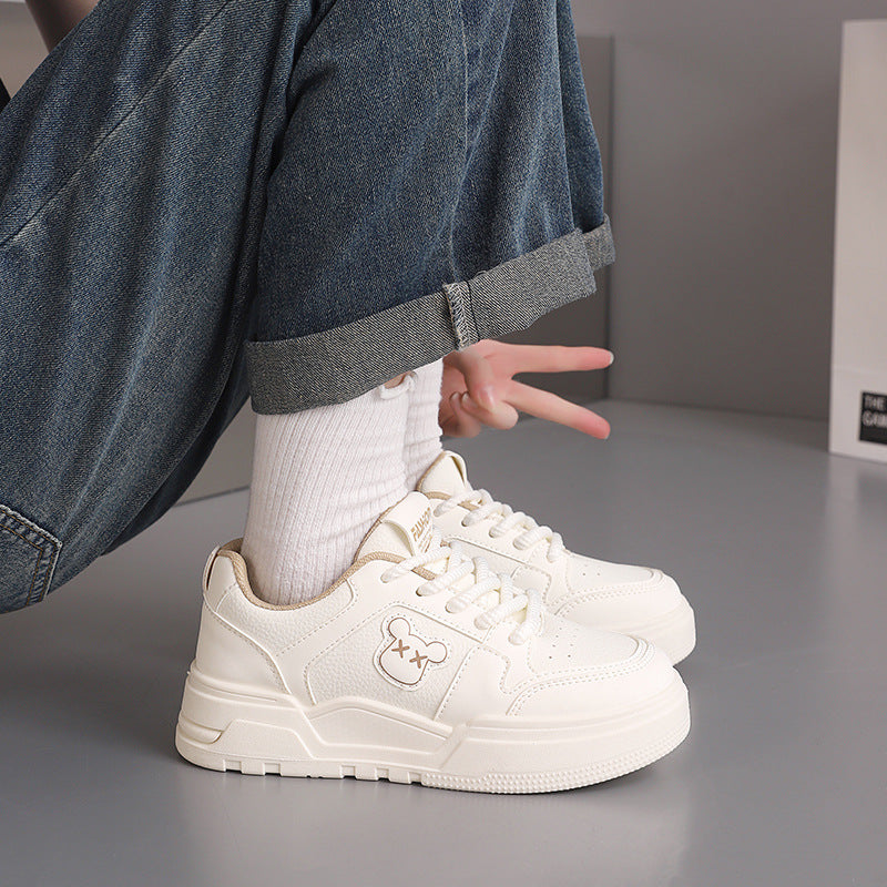 Damen Sneaker mit süßem Bärenmotiv und dicker Sohle EB