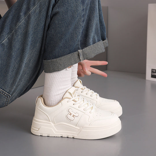 Damen Sneaker mit süßem Bärenmotiv und dicker Sohle EB