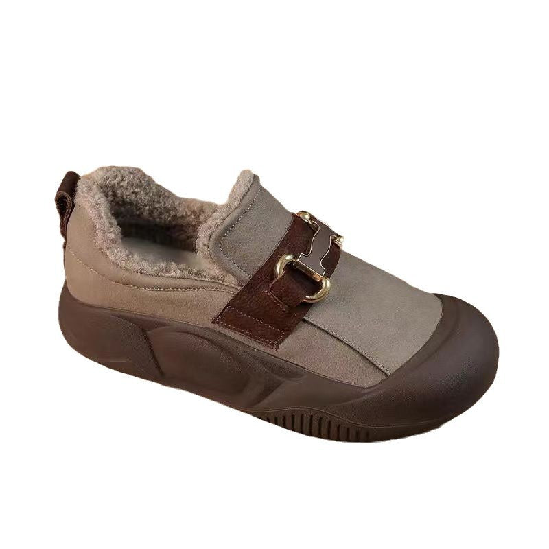 Damen Komfortable und warme Hausschuhe mit stylischem Riemen und kuscheligem Innenfutter EB