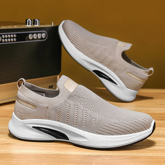 Damen Bequeme Slip-On Sneakers mit atmungsaktivem Strickobermaterial EB
